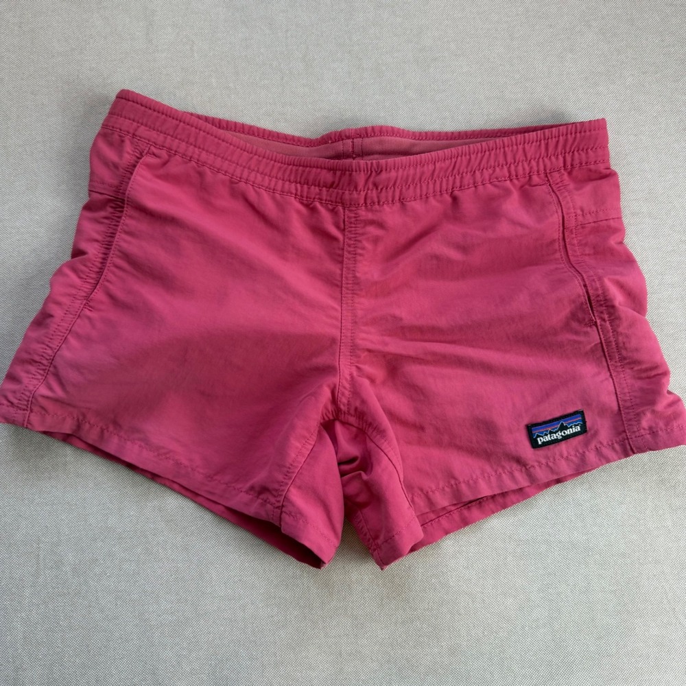 Patagonia Girls Medium Baggies Shorts Pink Recycled Nylon Active Water Sport